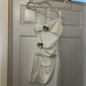 Superdown White Dress with Silver Embellishments
